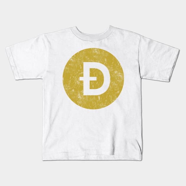 Vintage Dogecoin Crypto Kids T-Shirt by vladocar